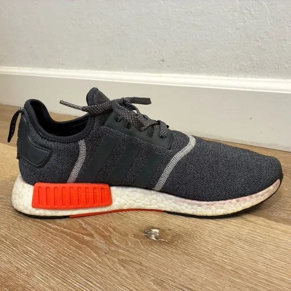 Adidas NMD R1 Black Gray Orange Men’s Size US 11.5 Boost Sneakers Pre-Owned